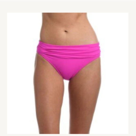 La Blanca Shirred Band Hipster Bikini Bottom Orchid Pink 16 - Picture 1 of 3